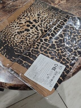 Leopard Print Scarf in Black and Tan